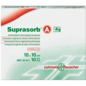   SUPRASORB A + AG ANTIMIKROBÁLIS KÁLCIUM+EZÜST ALGINÁT 10X10 CM SEBFEDŐ KÖTSZER (LOHMANN) 10DB/DOBOZ