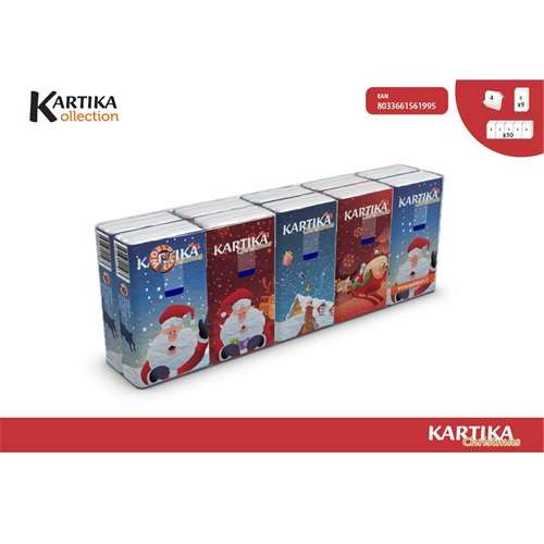 Kartika christmas papírzsebkendő 10 x 9 db 4 rétegű 21x21 cm