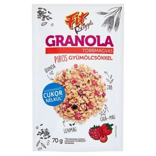 Fit reggeli granola piros gyümölcsökkel 70 gr