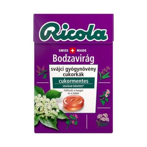 Ricola bodzavirág gyógynövényes cukormentes cukorka 40 gr