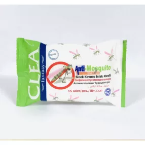 CLEA SZÚNYOGRIASZTÓS NEDVES TÖRLŐKENDŐ 15 DB/CSOM