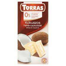 TORRAS KÓKUSZOS FEHÉRCSOKOLÁDÉ HOZZÁADOTT CUKOR NÉLKÜL 75 GR (GLUTÉNMENTES)