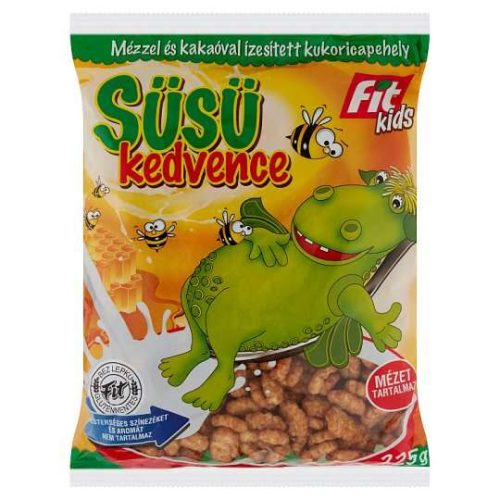 FIT KIDS SÜSÜ KEDVENCE KUKORICAPEHELY MÉZZEL ÉS KAKAÓVAL 225 GR GLUTÉNMENTES