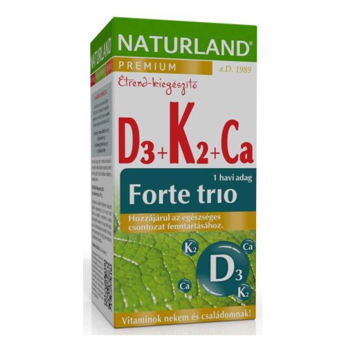 NATURLAND D3 + K2 + CA FORTE TRIO TBL. 30 DB-OS 1 HAVI ADAG