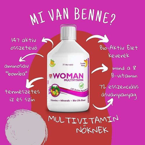 SWEDISH NUTRA WOMAN 50+ FOLYÉKONY MULTIVITAMIN NŐKNEK 500 ML