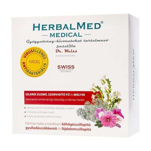 HERBALMED MEDICAL PASZTILLA 40 DB-OS KÖHÖGÉSCSILLAPÍTÓ GYULLADÁSCSÖKKENTŐ