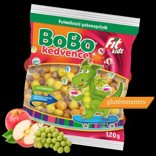 FIT KIDS BOBO KEDVENCE GYÜMÖLCSÍZŰ GABONAGOLYÓK 120 GR GLUTÉNMENTES