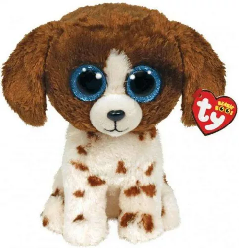 TY BOOS PLÜS FIGURA 15 CM MUDDLES BARNA FEHÉR KUTYA