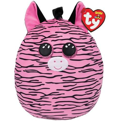 TY SQUISHY BEANIES PÁRNA ALAKÚ PLÜSS ZOEY 30 CM RÓZSASZÍN ZEBRA