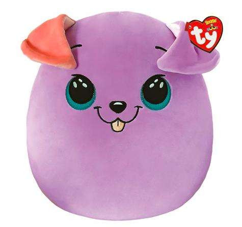 TY SQUISHY BEANIES PÁRNA ALAKÚ PLÜSS BITSY 30 CM LILA KUTYA