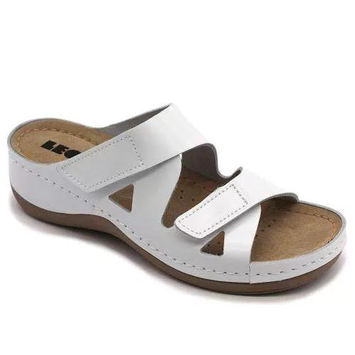 LEON COMFORT BŐR NŐI PAPUCS 906 MODELL FEHÉR 39