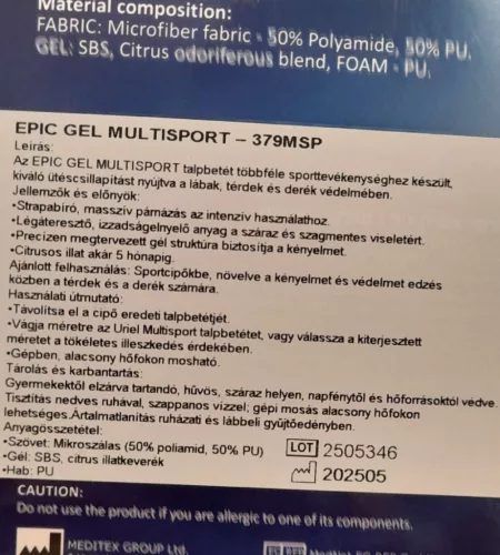 IT-379MSP Uriel Multisport Epic Gél Talpbetét Citrusos illattal 35/38