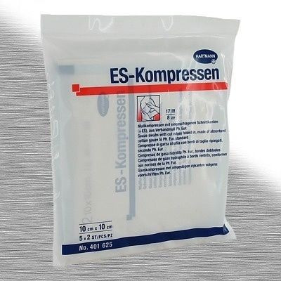 Mull lap es-kompressen steril hajtogatott 10 x 10 cm 12 réteg 5 db/csomag 10 csom/doboz (hartmann)