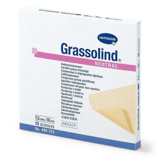 GRASSOLIND KENŐCSTÜLL 10 X 10 CM 10 DB/DOBOZ IMPREGNÁLT GÉZLAP STERIL
