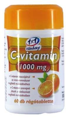 1X1 VITADAY C-VITAMIN RÁGÓTABLETTA NARANCSOS 1000 MG 60 DB VEGÁN