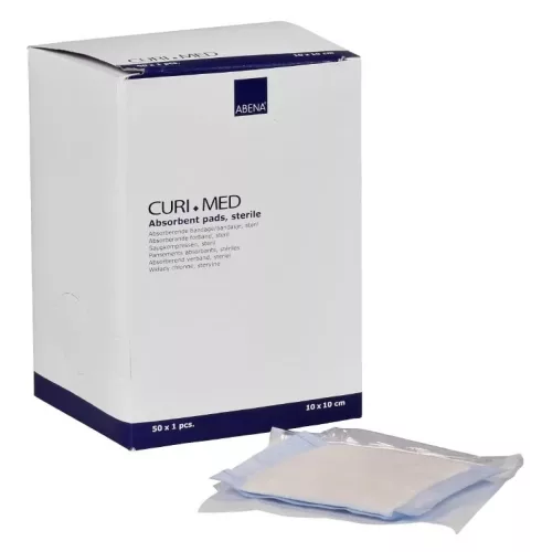 Curi-med nedvszívó sebfedő párna nem steril 10 x 10 cm 50 db/doboz (abena)